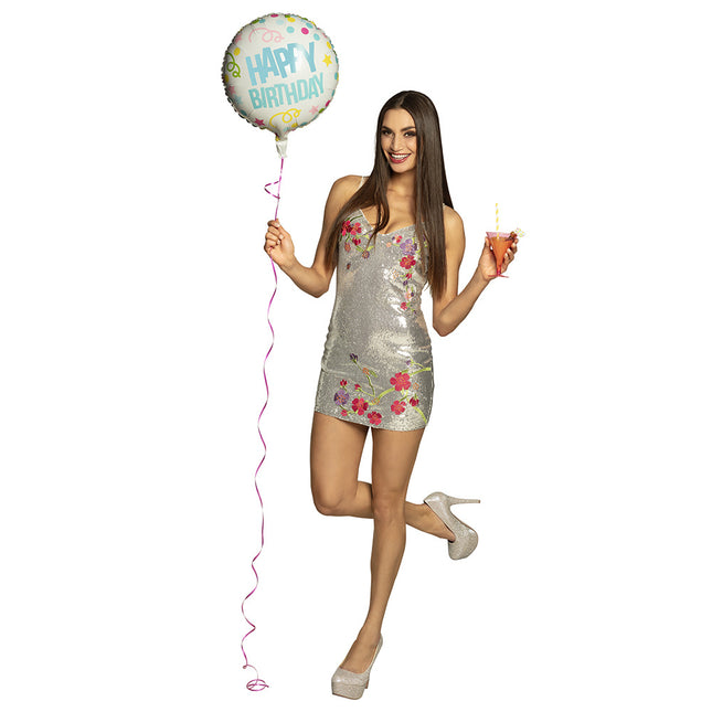 Happy Birthday Helium Ballon Confetti 45cm leeg