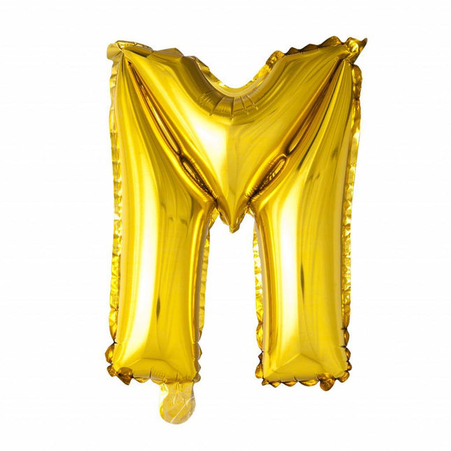 Folie Ballon Letter M Goud XL 102cm leeg