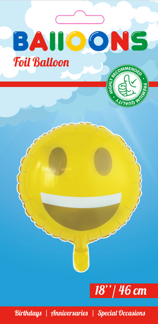 Helium Ballon Emoji Glimlach 45cm leeg