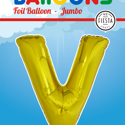 Folie Ballon Letter V Goud XL 102cm leeg