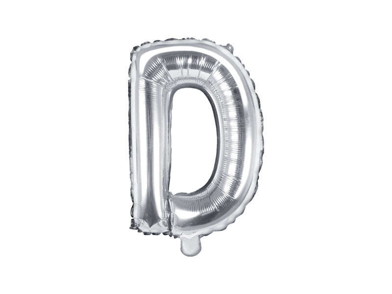 Folie Ballon Letter D Zilver Leeg 35cm