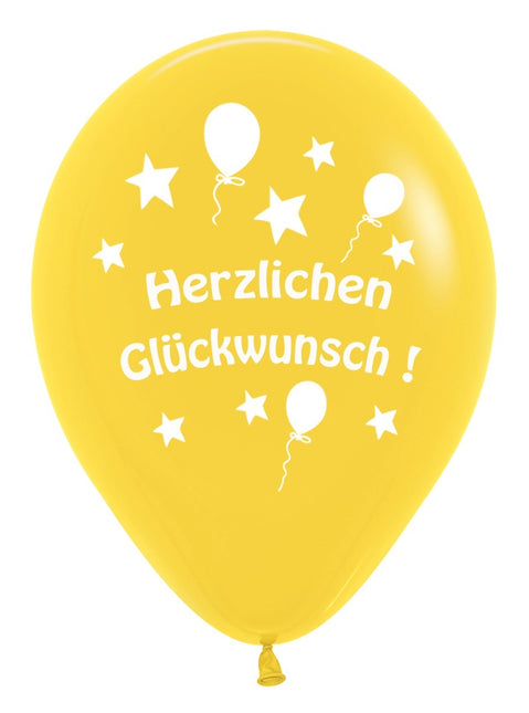 Ballonnen Herzlichen Gluckwunsch Mix 30cm 12st