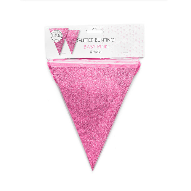 Roze Vlaggenlijn Glitter 6m