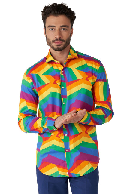 Zig Zag Regenboog Overhemd Heren OppoSuits