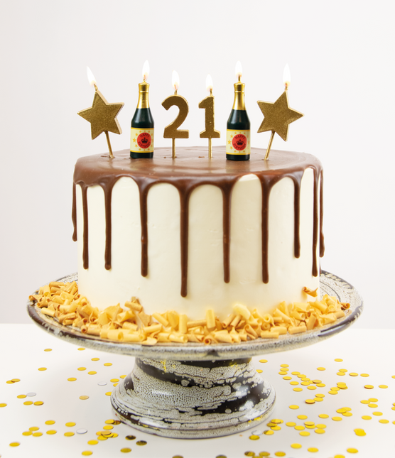 Kaarsjes 21 Jaar Champagne 17,5cm