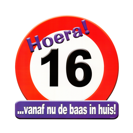 Deurbord 16 jaar Verkeersbord 50cm