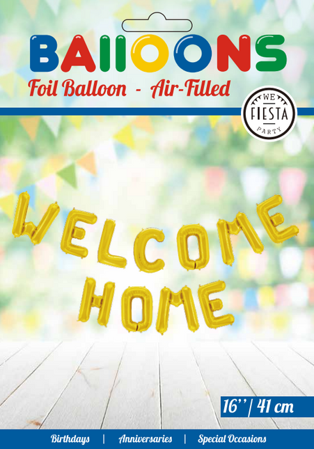 Letterballon Set Welcome Home Goud