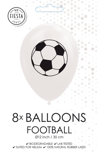 Witte Voetbal Ballonnen 30,5cm 8st