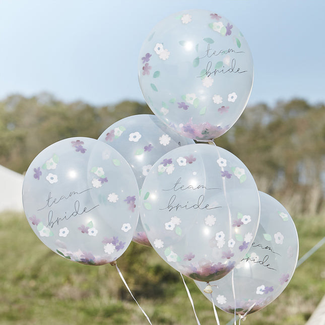 Confetti Ballonnen Team Bride Bloemen 30cm 5st