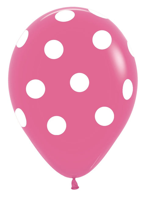 Ballonnen Polka Dots Fuchsia 30cm 25st