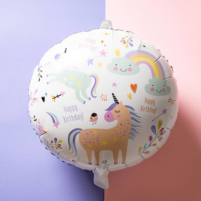 Helium Ballon Happy Birthday Unicorn Leeg 45cm