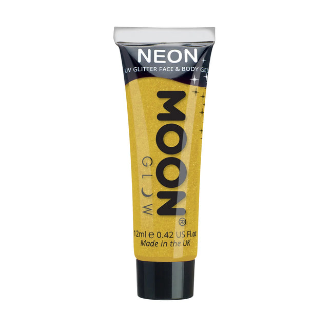 Moon Glow Neon UV Fine Glitter Gel Golden Yellow 12ml