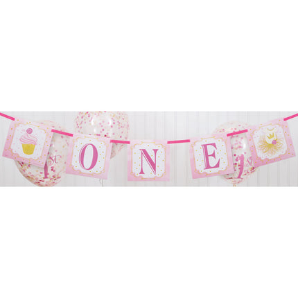 Confetti Ballonnen 1 Jaar Roze 30cm 6st