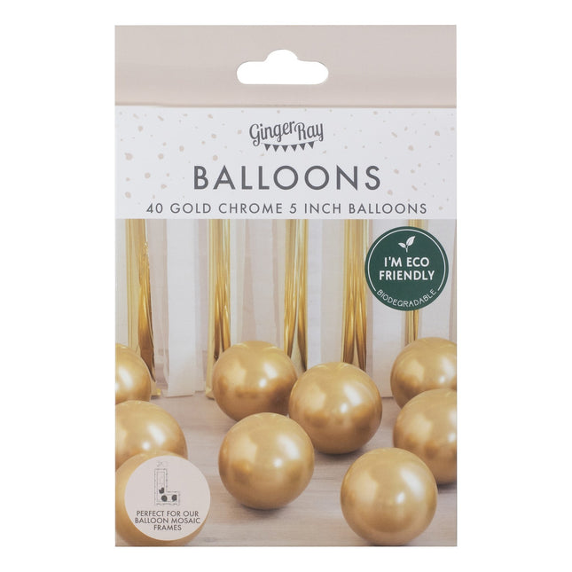 Gouden Ballonnen Chroom 13cm 40st