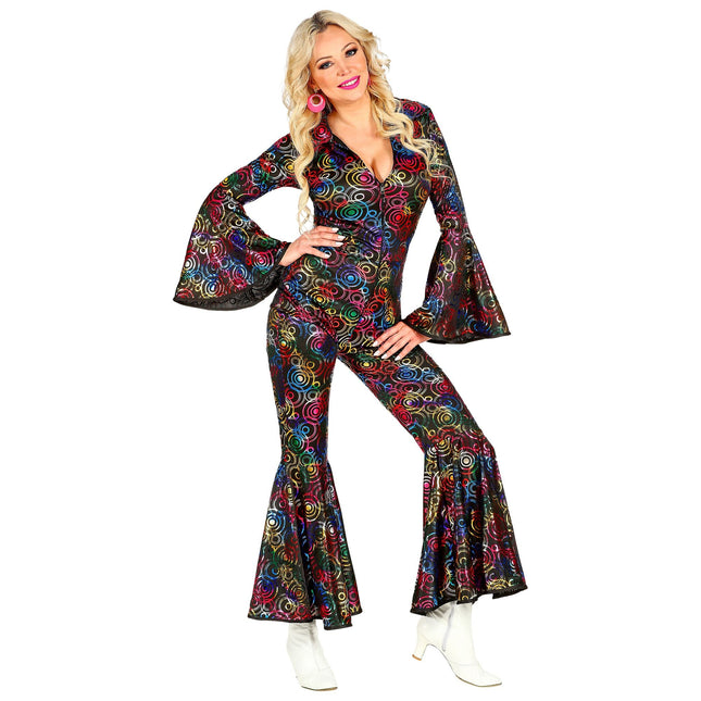 Disco 70S Jumpsuit Gekleurd Dames Cirkels