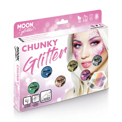 Moon Glitter Holographic Chunky Glitter Pink 3g