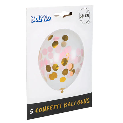 Goud Roze Confetti Ballonnen 30cm 5st