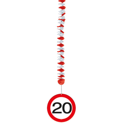 Hangdecoratie 20 Jaar Verkeersbord 75cm 3st