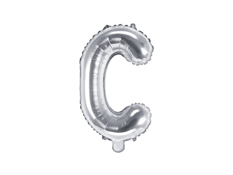 Folie Ballon Letter C Zilver Leeg 35cm