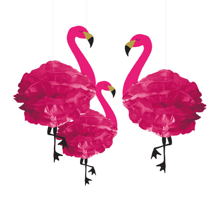 Hawaii Hangdecoratie Flamingo 49cm 3st