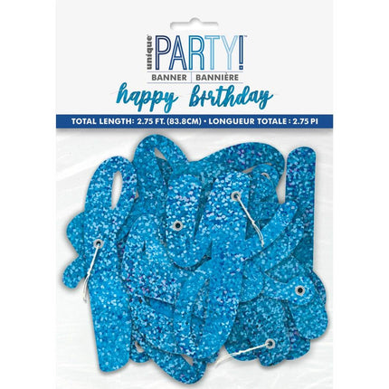 Letterslinger Happy Birthday Blauw 1,68m 2st