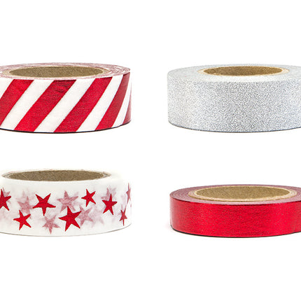 Washi Tape Kerst 10m 4st