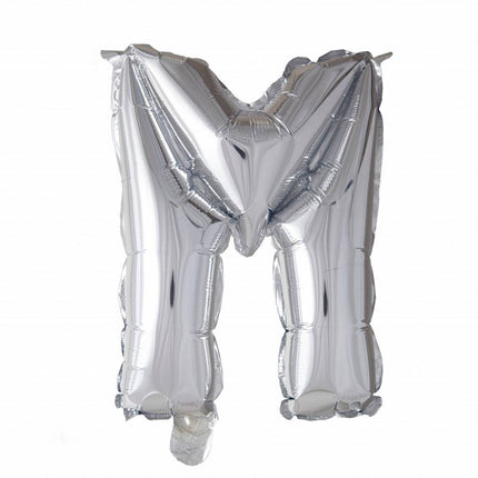 Folie Ballon Letter M Zilver XL 102cm leeg