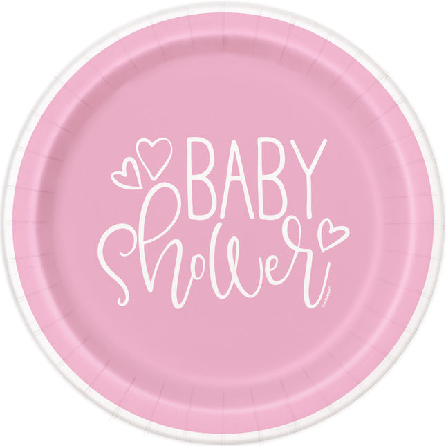 Baby Shower Borden Roze 23cm 8st