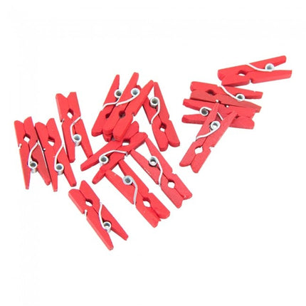 Mini Knijpers Hout Rood 24st