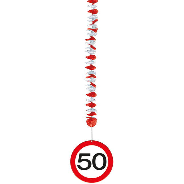 Hangdecoratie 50 Jaar Verkeersbord 75cm 3st