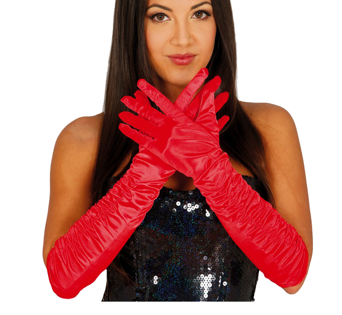 Halloween Handschoenen Fluweel Rood 45cm