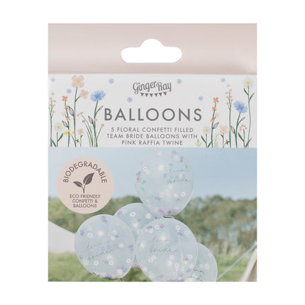 Confetti Ballonnen Team Bride Bloemen 30cm 5st