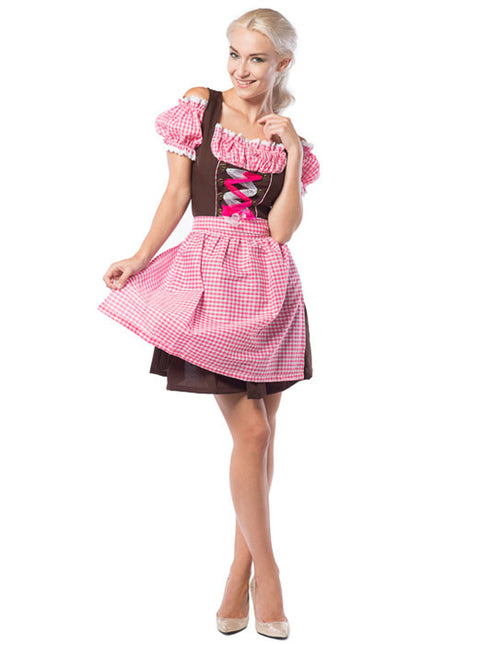 Dirndl Jurk Oktoberfest Roze Bruin