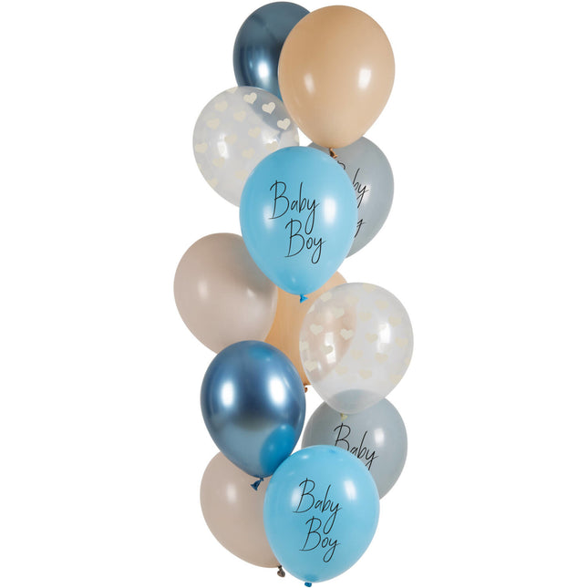 Blauwe Ballonnen Geboorte Jongen 33cm 12st