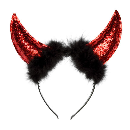 Halloween Haarband Duivel Glitter Rood