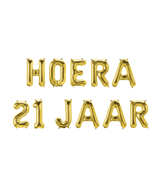 Gouden Ballonnen Set 21 Jaar Hoera 1,9m