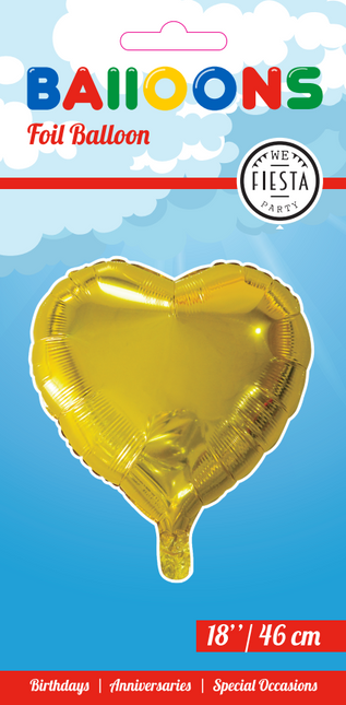 Helium Ballon Hart Goud 45cm leeg