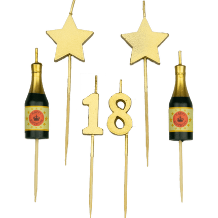 Kaarsjes 18 Jaar Champagne 17,5cm