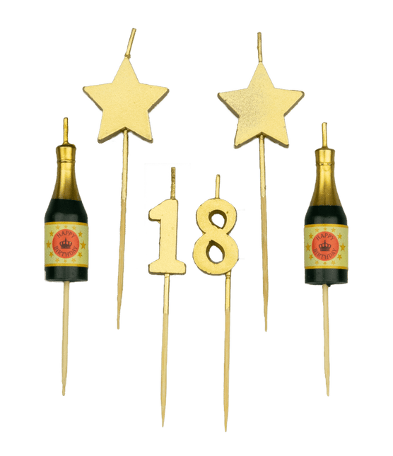 Kaarsjes 18 Jaar Champagne 17,5cm