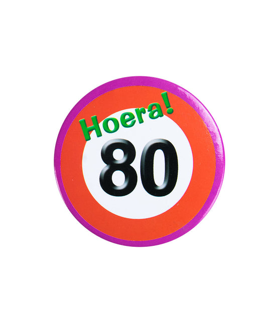 Button 80 Jaar Verkeersbord 5,5cm