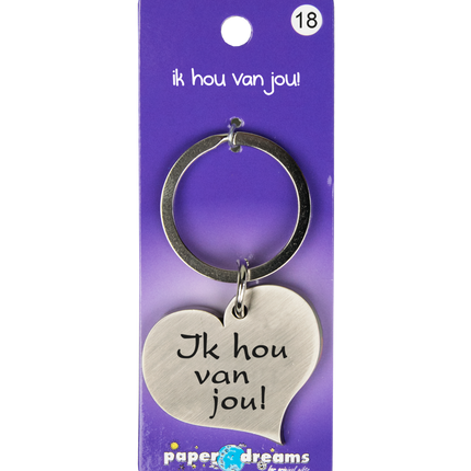 Sleutelhanger Hart Ik Hou Van Jou 10cm