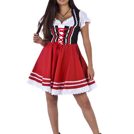 Oktoberfest Dirndl Jurk Oktoberfest Rood Wit Dames 2 Delig