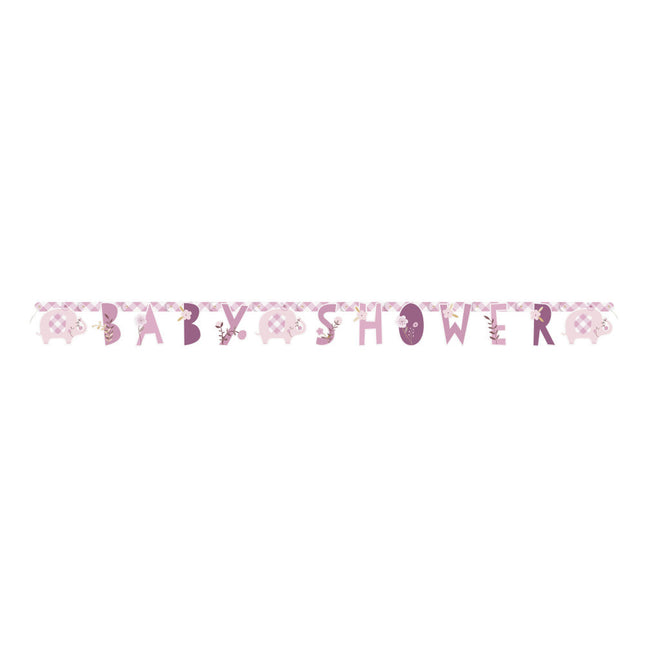 Geboorte Letterslinger Baby Shower Roze 1,65m