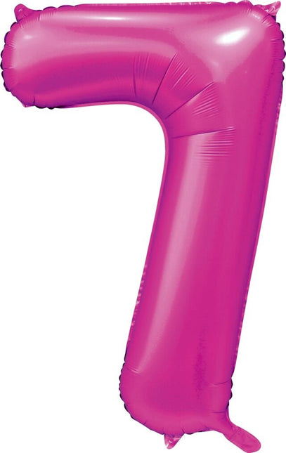 Fuchsia Cijfer Ballon 7 Jaar Glans 86cm