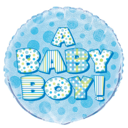 Helium Ballon A Baby Boy Blauw 45cm leeg