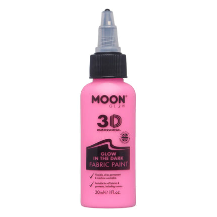 Moon Glow Glow in the Dark Fabric Paint Pink 30ml