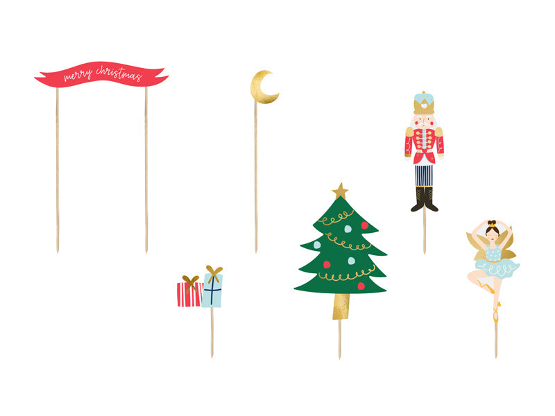 Caketopper Kerst 19cm 6st