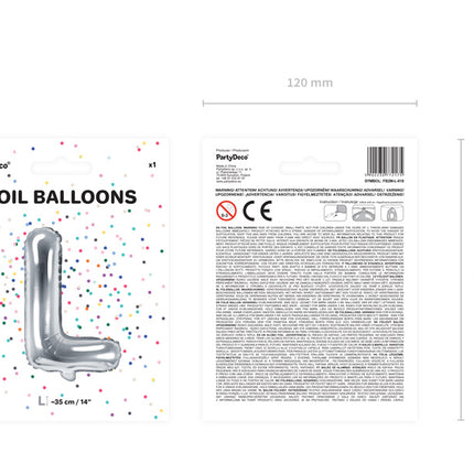 Folie Ballon Letter L Zilver Leeg 35cm