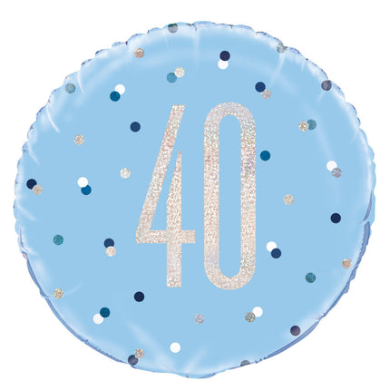 Helium Ballon 40 Jaar Blauw 45cm leeg