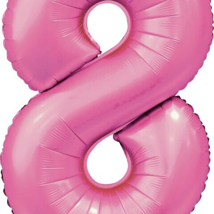 Roze Cijfer Ballon 8 Jaar Glans 86cm